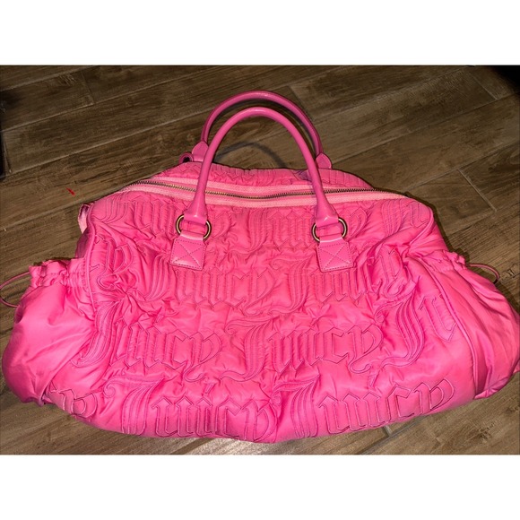 Juicy Couture Handbags - Juicy Couture Pink Duffle Tote Bag Purse Vintage Gothic Logo Daydreamer Y2k